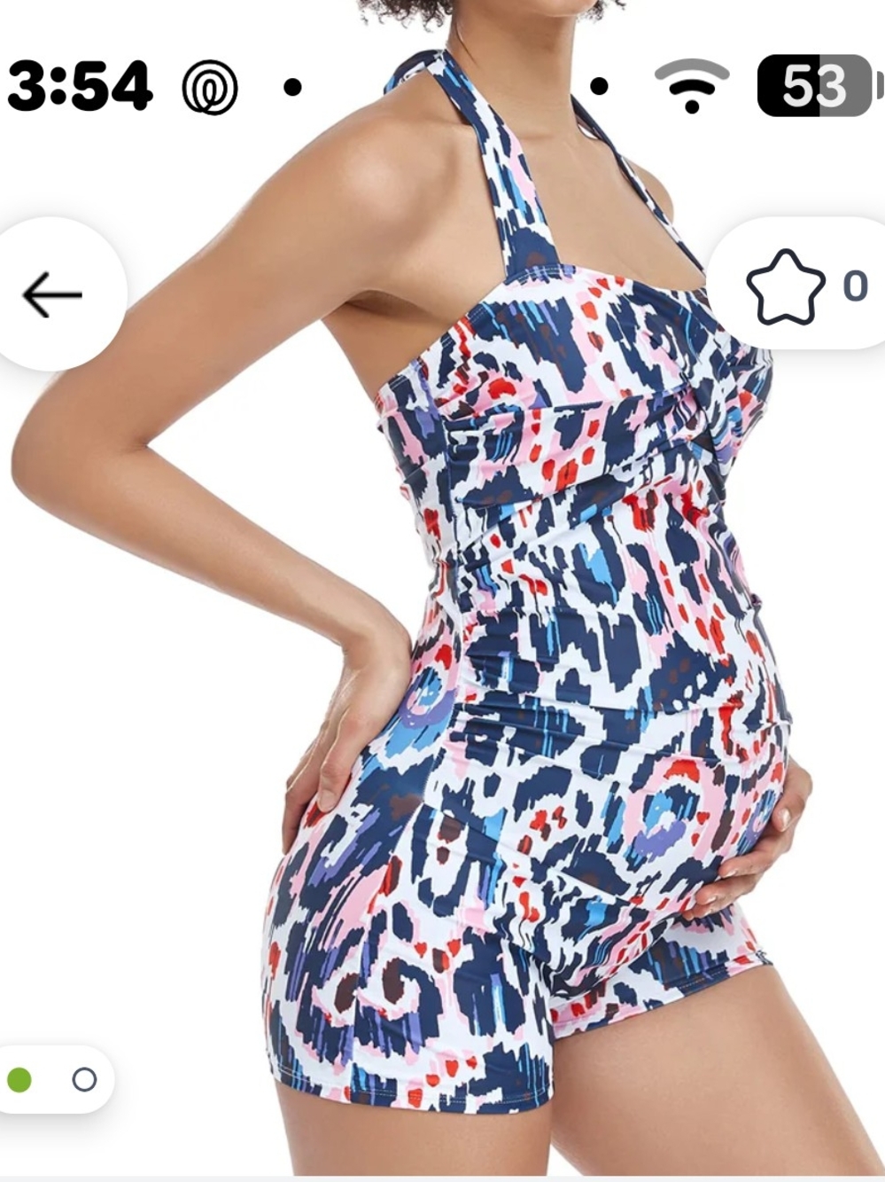 Maternity Halter One-Piece Swim Romper in Navy Multi - Unknown Brand